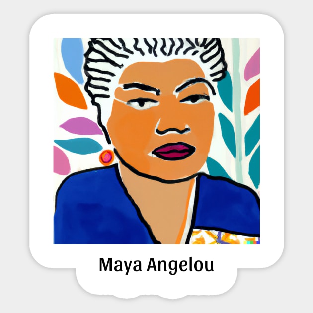 Maya Angelou Tribute - Famous Author Illustrations Sticker by WrittersQuotes